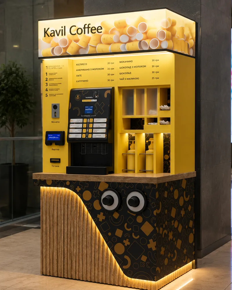Indoor-Café von Kavil im Einkaufszentrum, Visualisierung